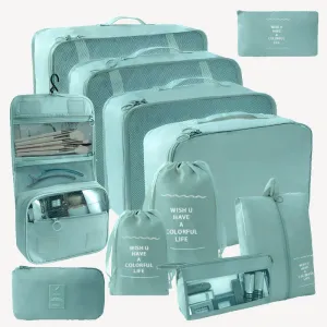 11 Pc Set Complete Travel Packing Organizers W/ Toiletry Bag