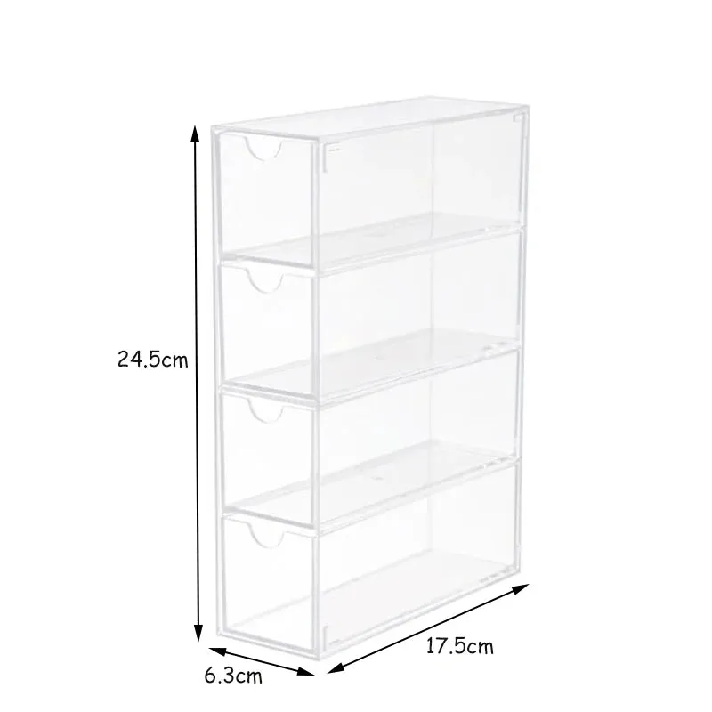 4 Layers Glasses Storage Box Acrylic Organizer Cosmetics Makeup Organizer Storage Drawers Pen Case Stackable Display Holder