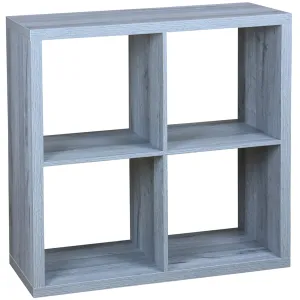 4 Open Cube Organizing Wood Storage Shelf, Grey