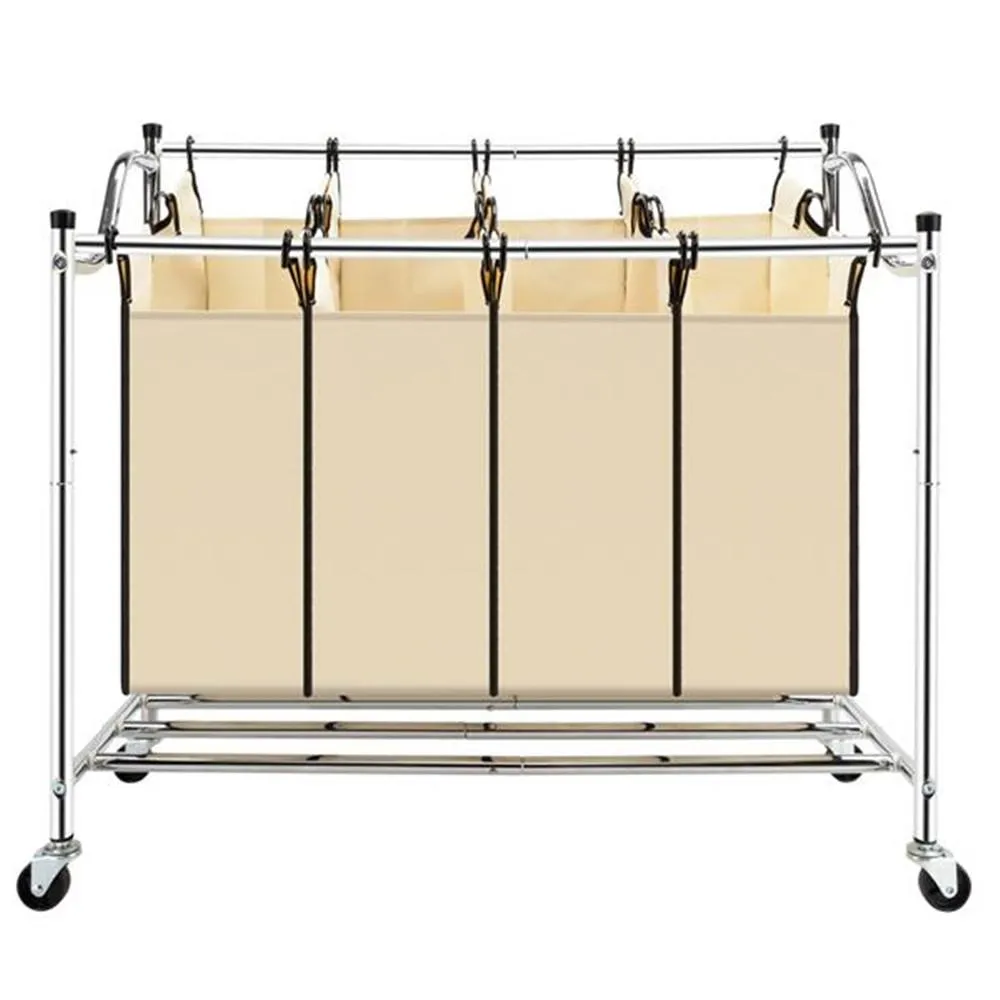 4 Section Laundry Sorter Dividing Hamper Basket