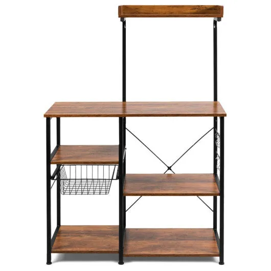 4 Tier Vintage Kitchen Baker's Rack Utility Microwave Stand-Coffee