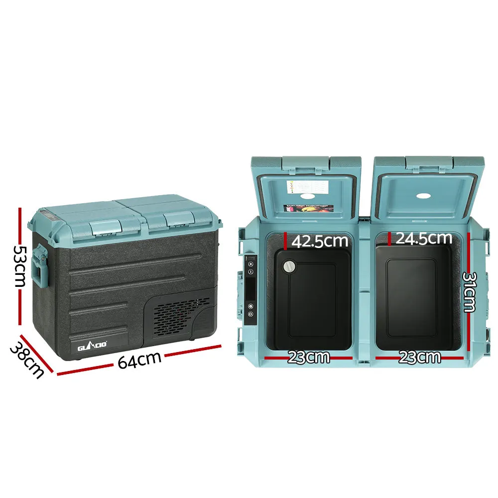 50L Dual Bin Portable Fridge Freezer Cooler w/ USB - Glacio