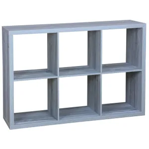 6 Open Cube Organizing Wood Storage Shelf, Grey