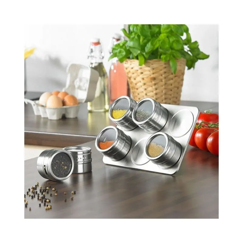 6 Piece Stainless Steel Magnetic Spice Rack