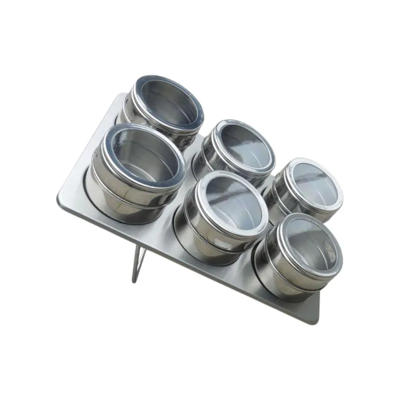 6 Piece Stainless Steel Magnetic Spice Rack