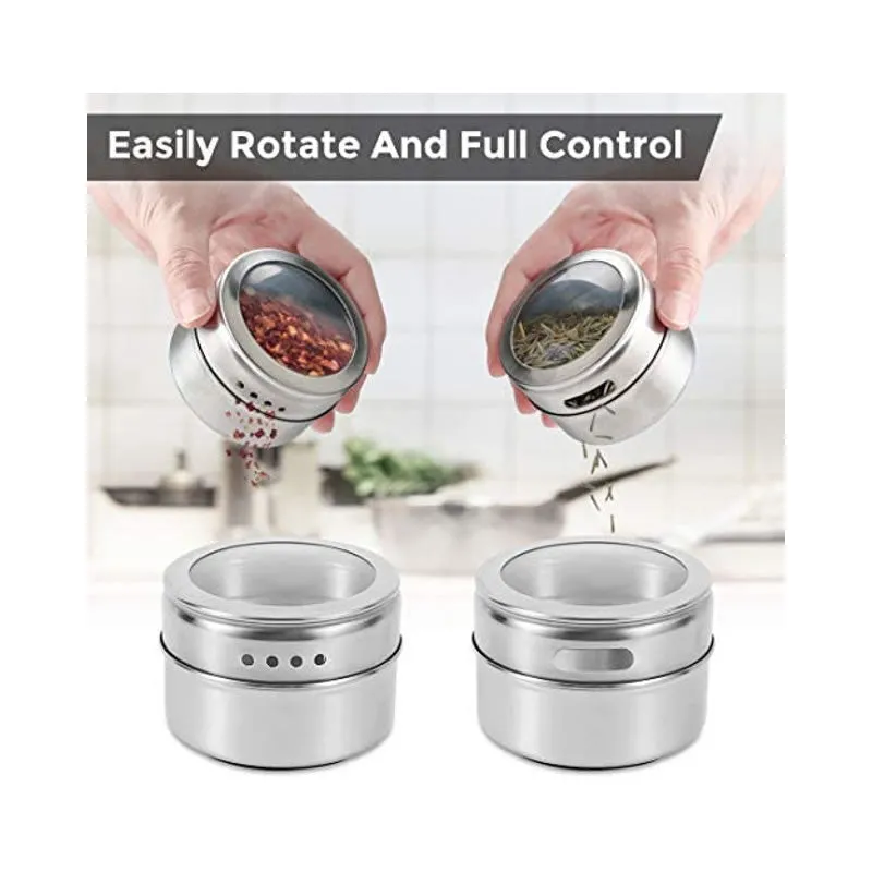 6 Piece Stainless Steel Magnetic Spice Rack