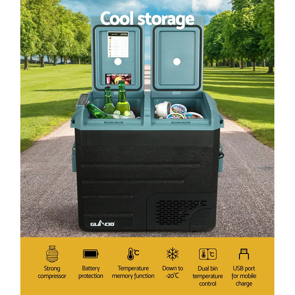 60L Portable Dual-Zone Fridge Freezer 12V/240V Glacio