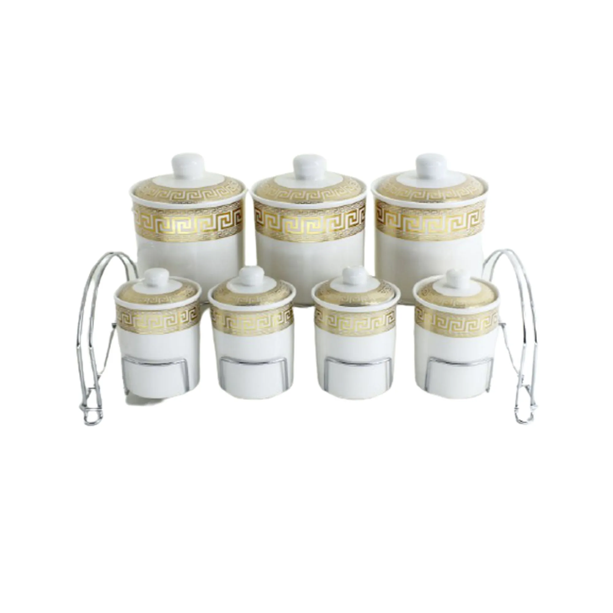 7pc Porcelain Canister Set with Stand