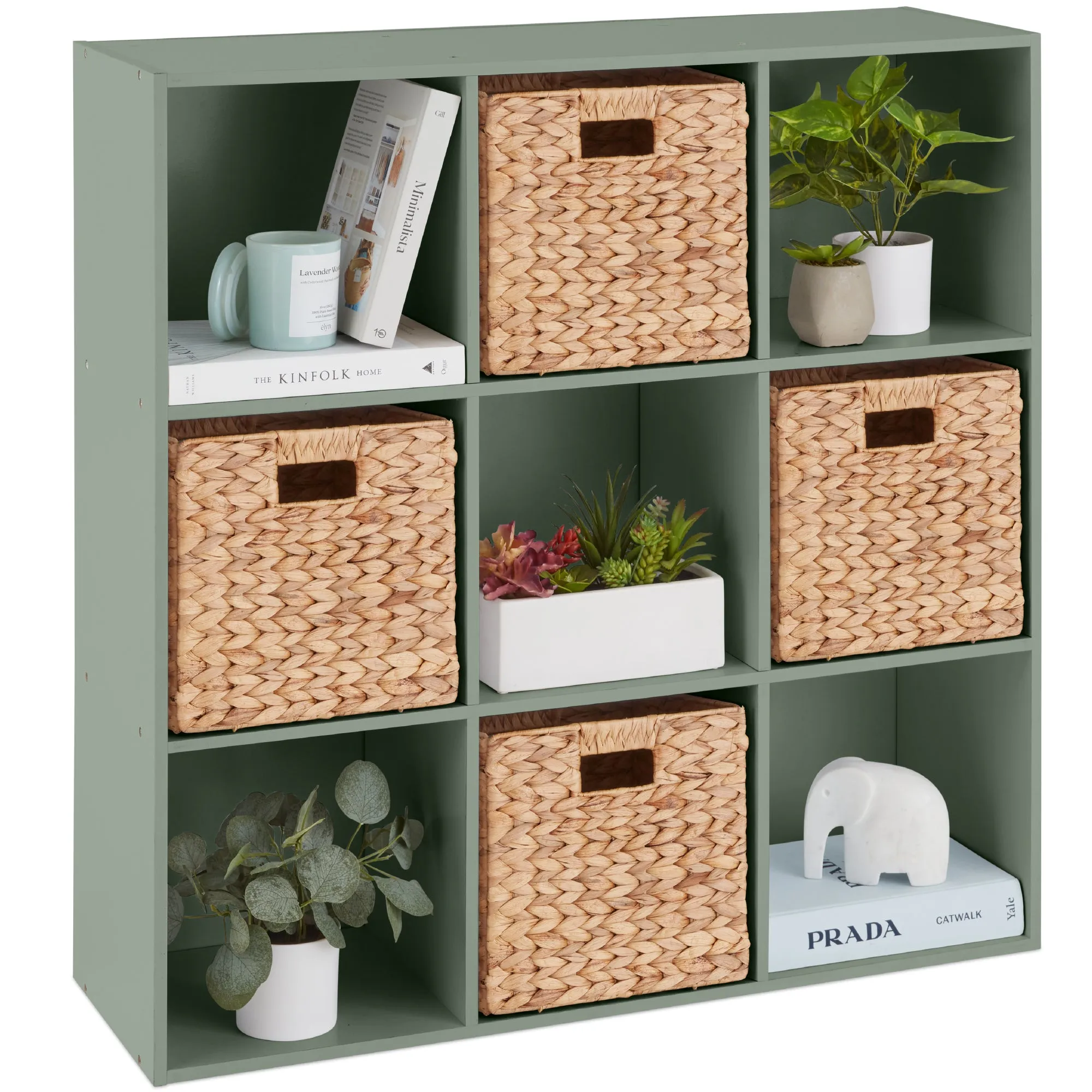 9-Cube Bookshelf, 13.5in Storage Display w/ Removable Panels, Customizable