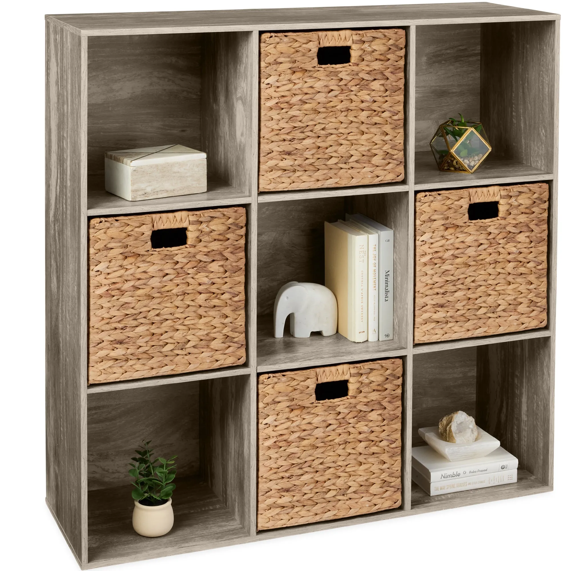 9-Cube Bookshelf, 13.5in Storage Display w/ Removable Panels, Customizable