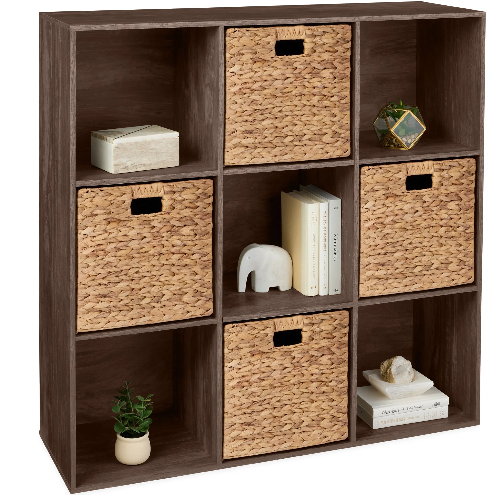 9-Cube Bookshelf, 13.5in Storage Display w/ Removable Panels, Customizable