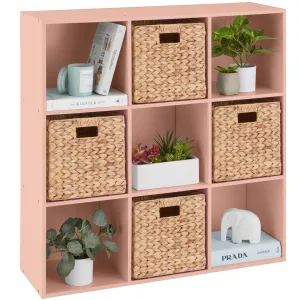 9-Cube Bookshelf Storage Display w/ 3 Removable Panels, Customizable Design