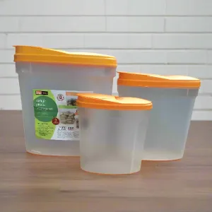 Airtight Plastic Storage Set - Orange Lids - Edgehome Airtight Plastic Storage Set- 3Pieces