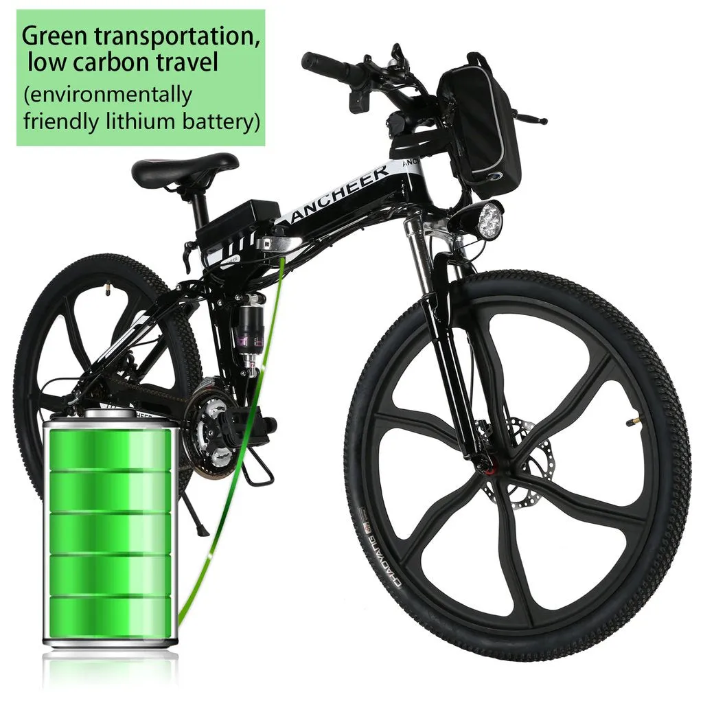 Ancheer 26 Inch Wheel Folding Electric Mountain Bike with Super Lightweight Magnesium Alloy