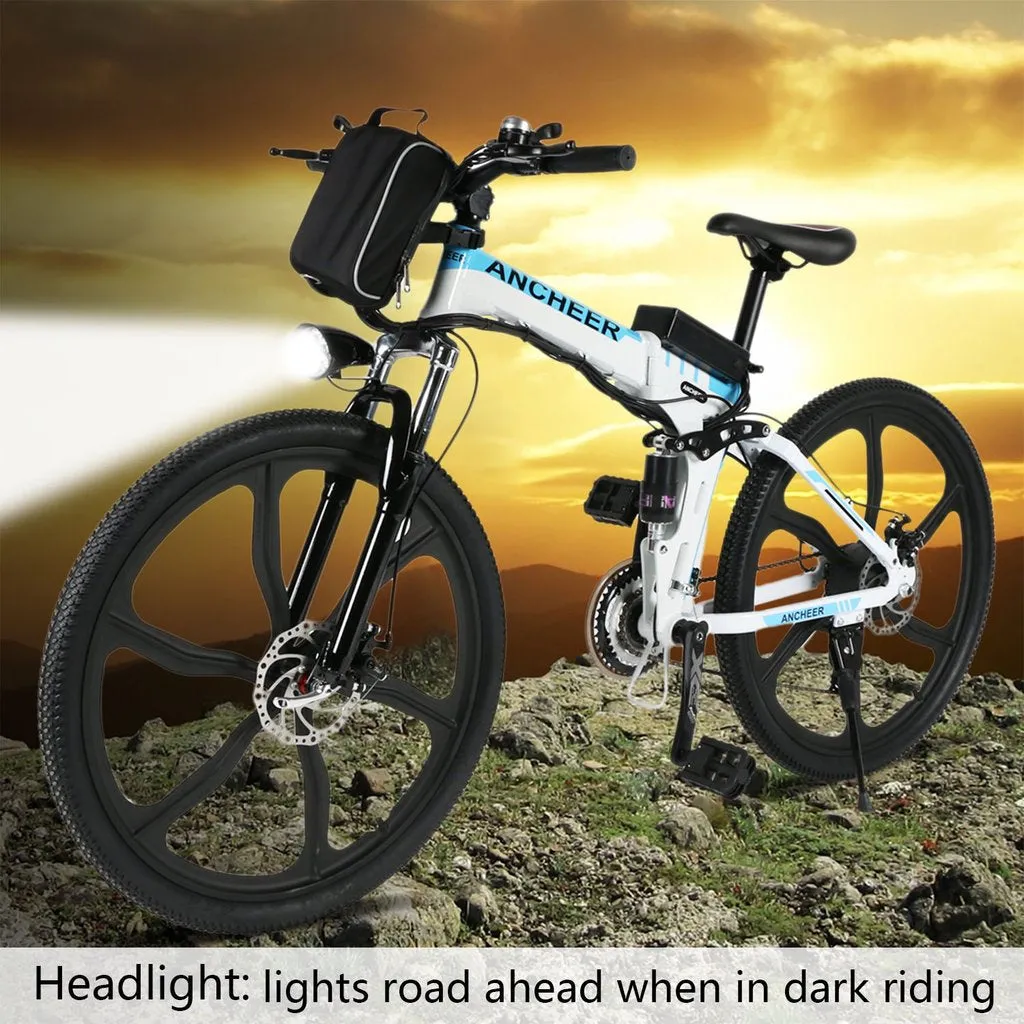 Ancheer 26 Inch Wheel Folding Electric Mountain Bike with Super Lightweight Magnesium Alloy