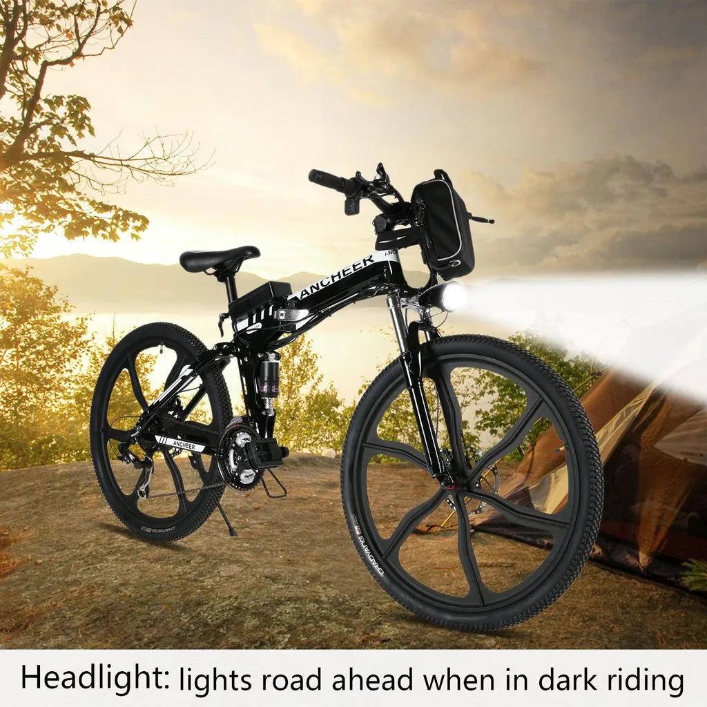 Ancheer 26 Inch Wheel Folding Electric Mountain Bike with Super Lightweight Magnesium Alloy