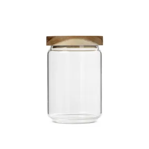 Aqua Glass Canister 700ml with Wooden Lid Acacia 27121