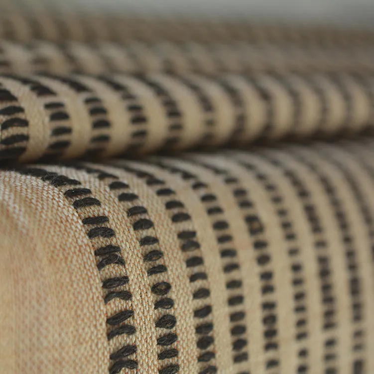 Beige and Black Handloom Cotton Table Runner