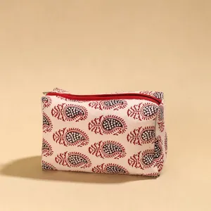 Beige - Bagh Block Printed Cotton Toiletry Pouch 05