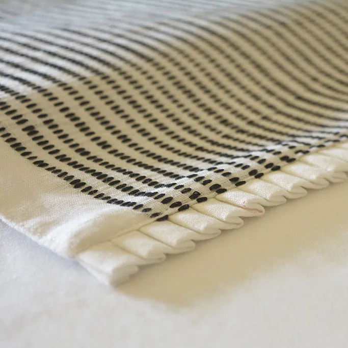 Black and White Handloom Cotton Table Runner