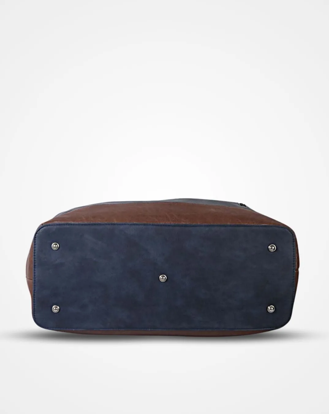 Blue & Brown Leatherette Front Zip Duffle / Luggage Bag