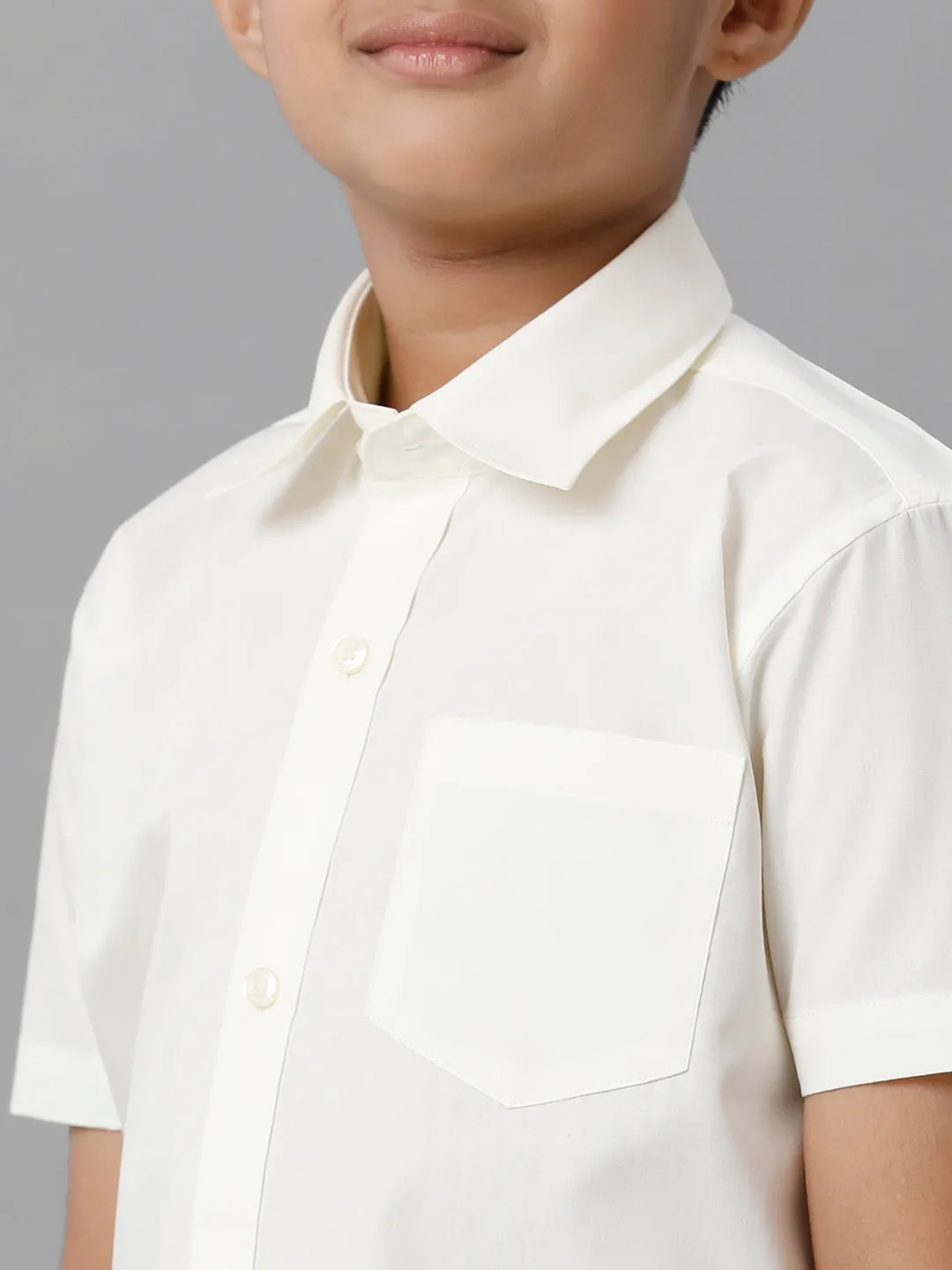 Boys Cotton Cream Half Sleeves Shirt Panchakacham Combo