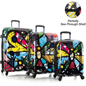 Britto Butterfly TRANSPARENT 3pc Spinner Luggage Set