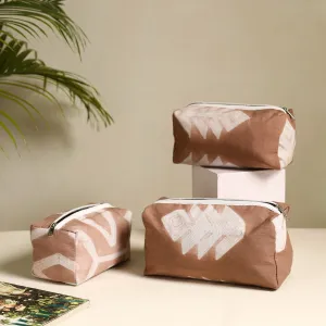 Brown - Handmade Cotton Toiletry Bags (Set of 3) 07