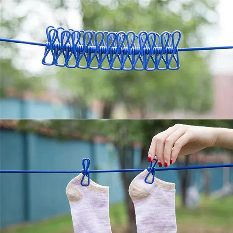 Elastic clothes drying hanging clothesline rope