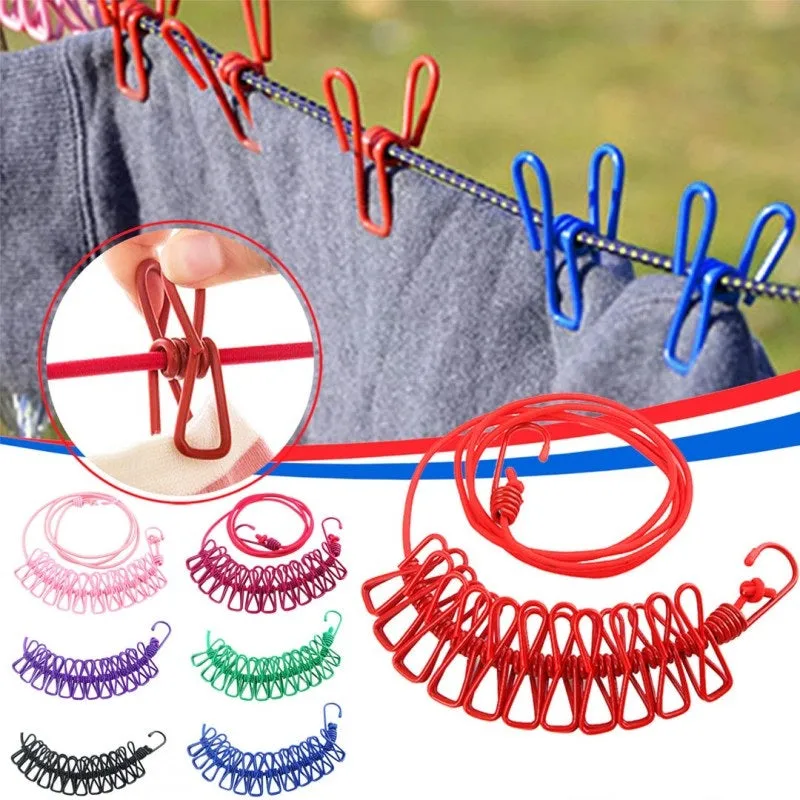 Elastic clothes drying hanging clothesline rope