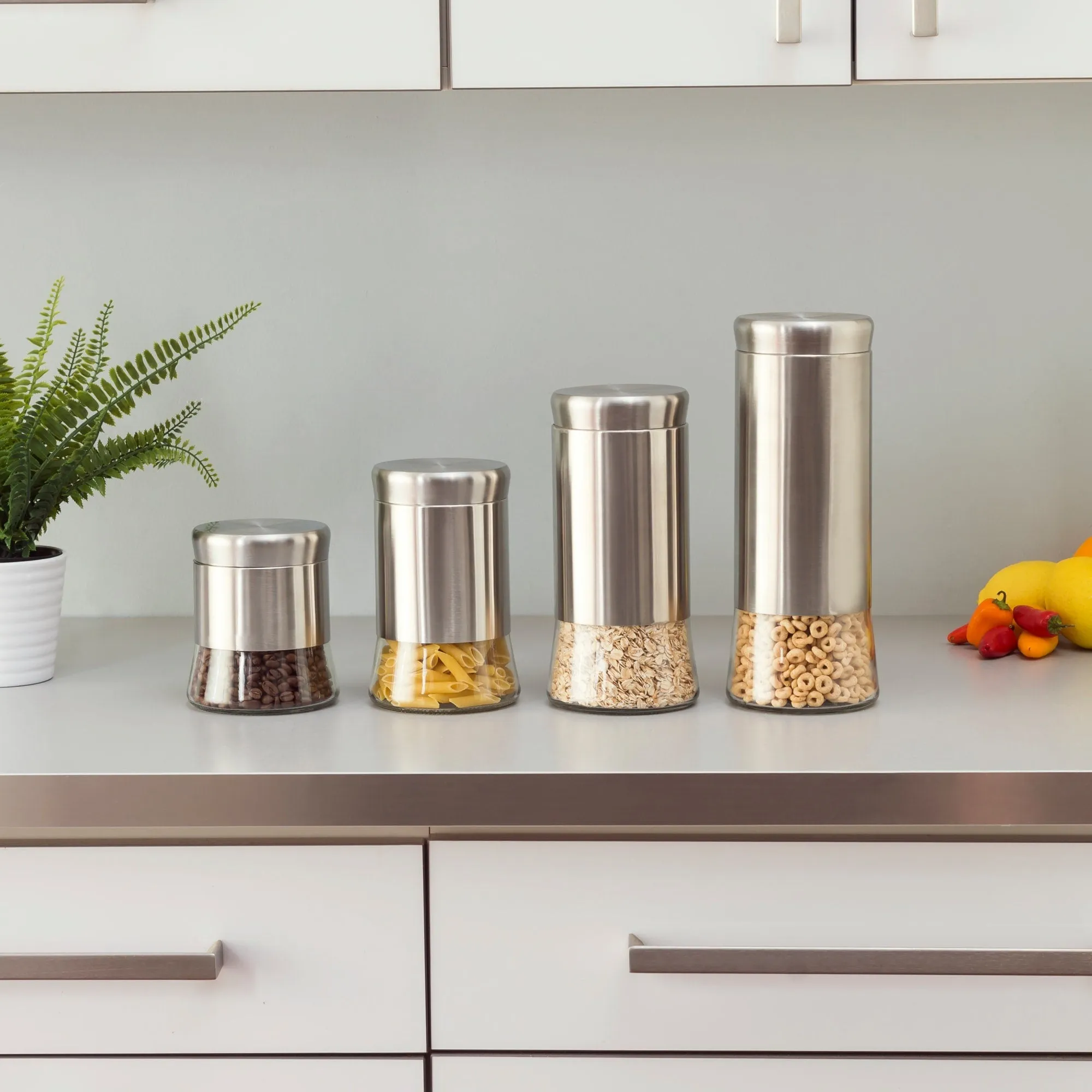 Essence Collection 4 Piece Stainless Steel Canister Set