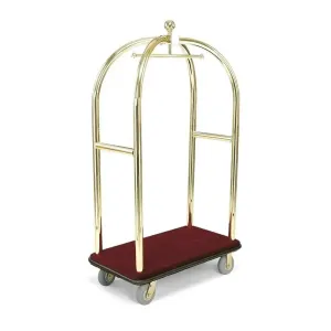 Forbes Industries 2417 43" Birdcage Luggage Cart Tubular Solid Brass Superstructure