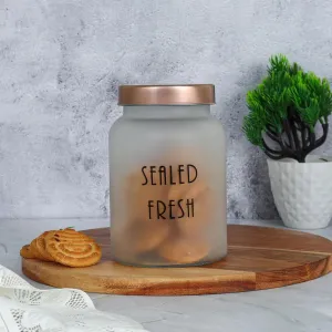 Frosted Glass Storage Jar With Gold Lid | Set of 2, 4 & 6 | 1 Ltr