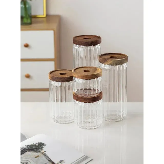 Glass Canister Jar 1200ml with Acacia Lid