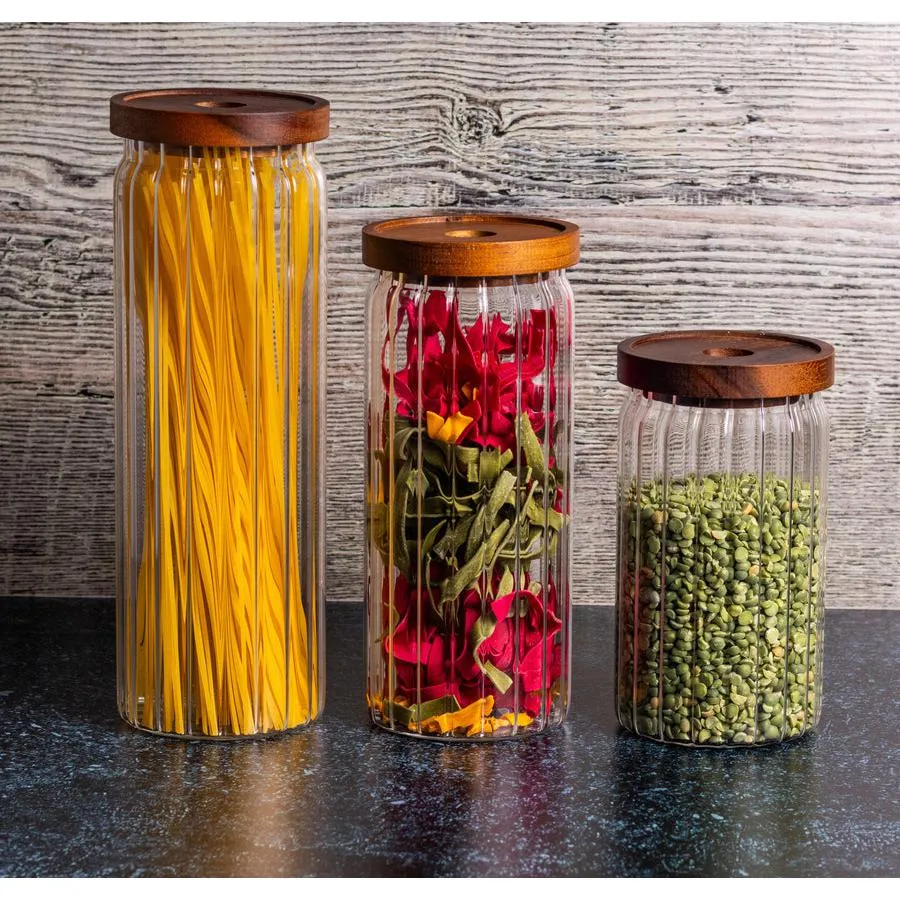 Glass Canister Jar 1200ml with Acacia Lid