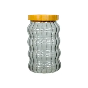 Glass Canister Smokey with Bamboo Lid 680ml