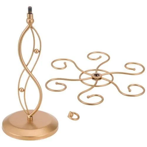 Gold Tone Metal Tabletop Wine Glass Storage Rack, Scroll-work Design