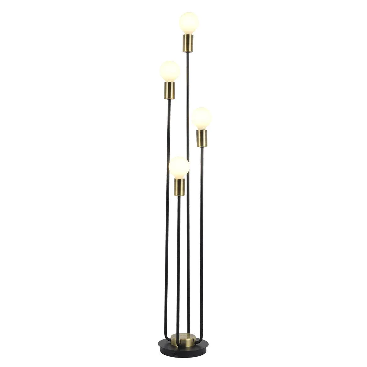 Harper Sleek Metal Floor Lamp - Black with Antique Brass, 1250mm High, PL0046