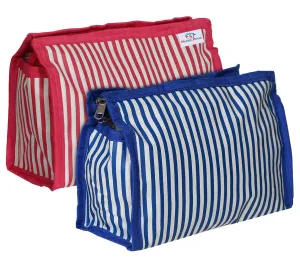 Heart Home Lining Print PVC Toiletry Bag for Home & Travelling with 3 Main Zipper (Blue & Pink) 54HH4354.