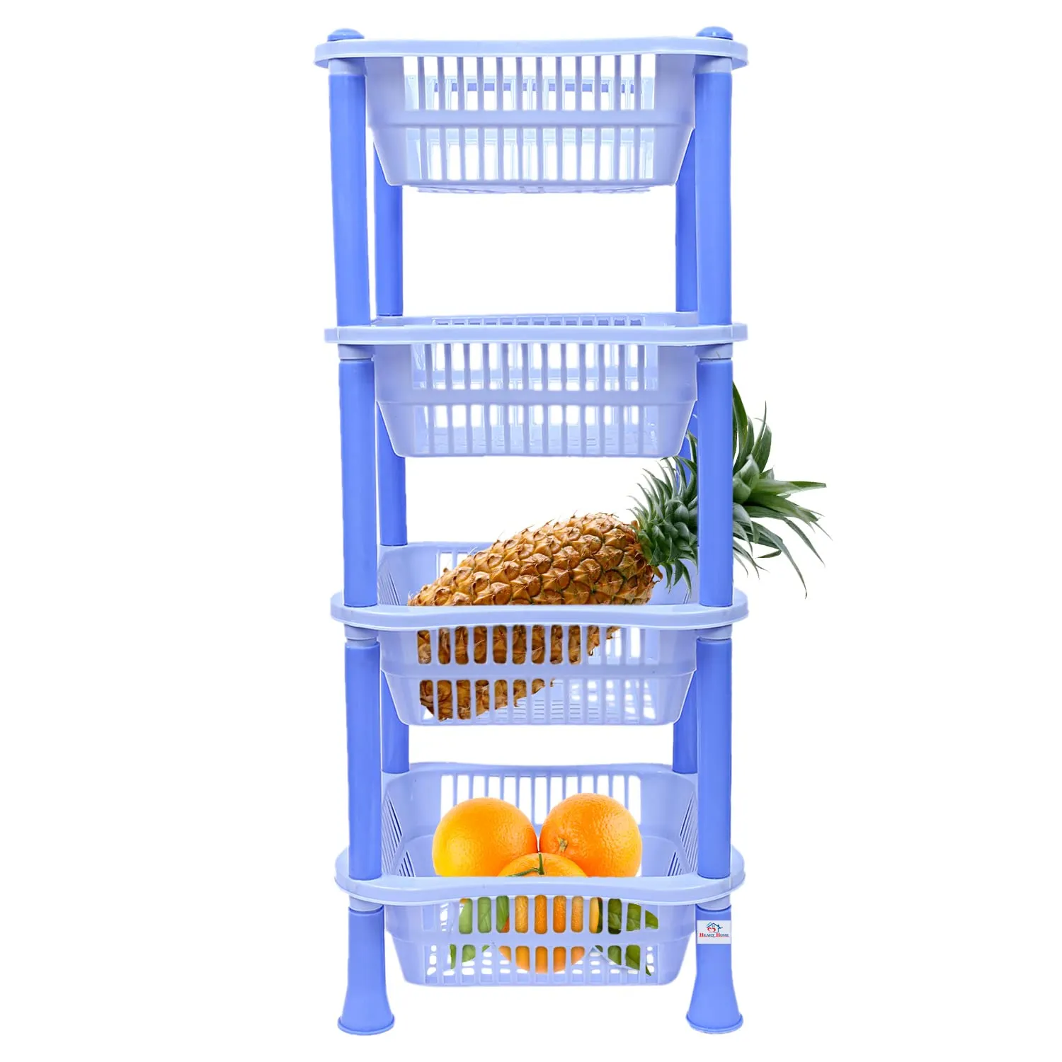 Heart Home Multiuses 4-Tier Square Plastic Storage Basket/Organizer for Kitchen, Laundry Room, Bathroom, Office (Blue)-50HH01720