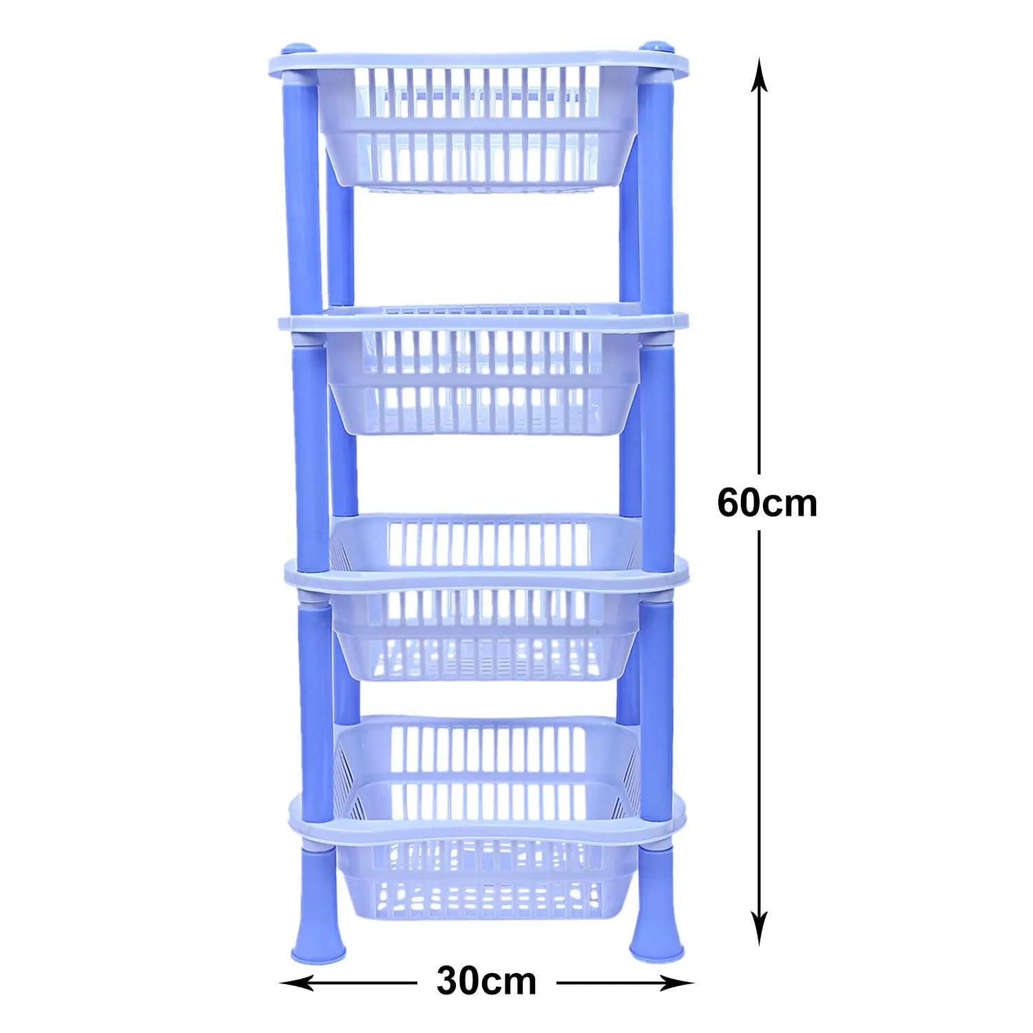 Heart Home Multiuses 4-Tier Square Plastic Storage Basket/Organizer for Kitchen, Laundry Room, Bathroom, Office (Blue)-50HH01720