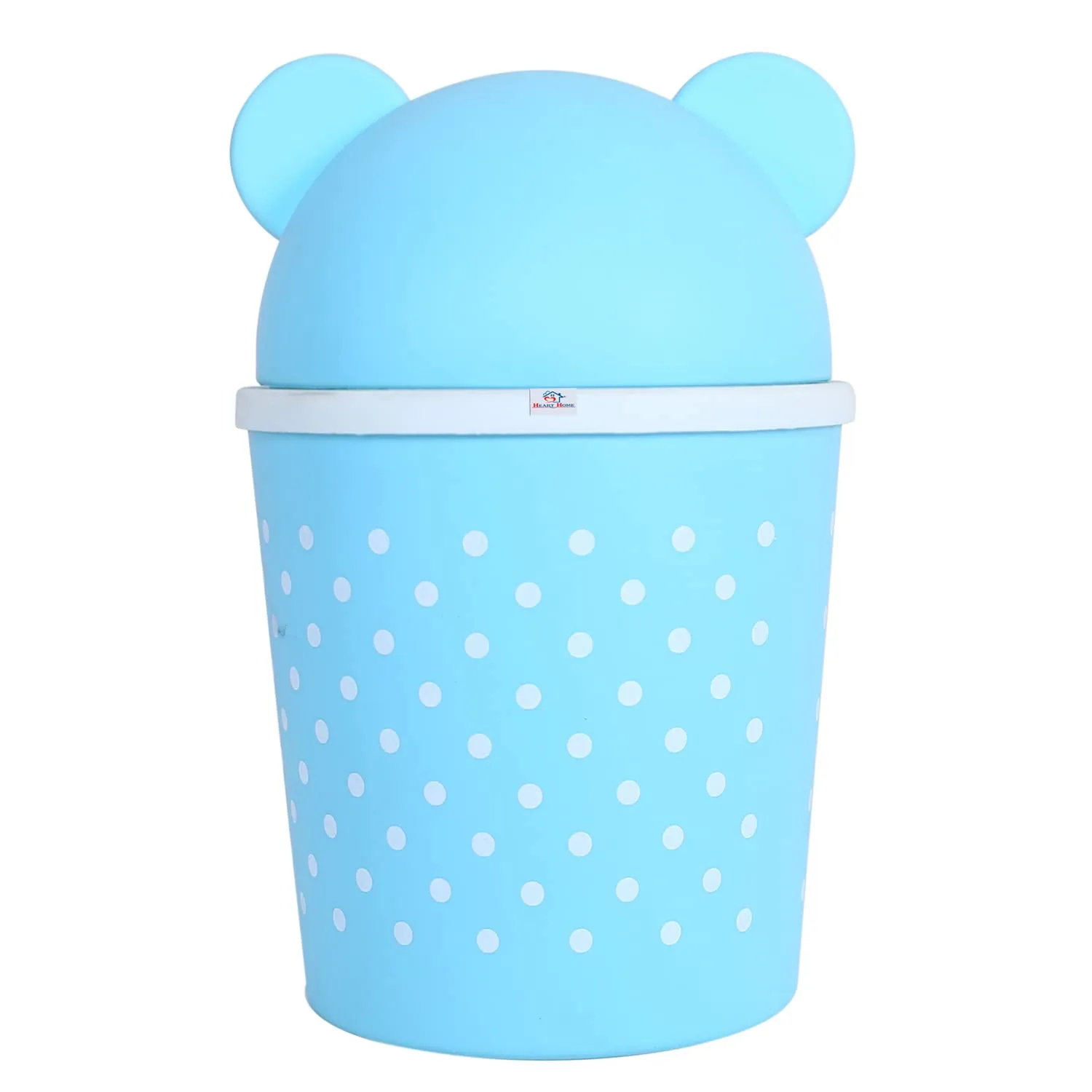 Heart Home Teddy Table Dustbin|Plastic Swinging Lid Waste Storage Garbage Bin|Desktop Trash Can For Study Table, Office|Pack of 2 (Multicolor)