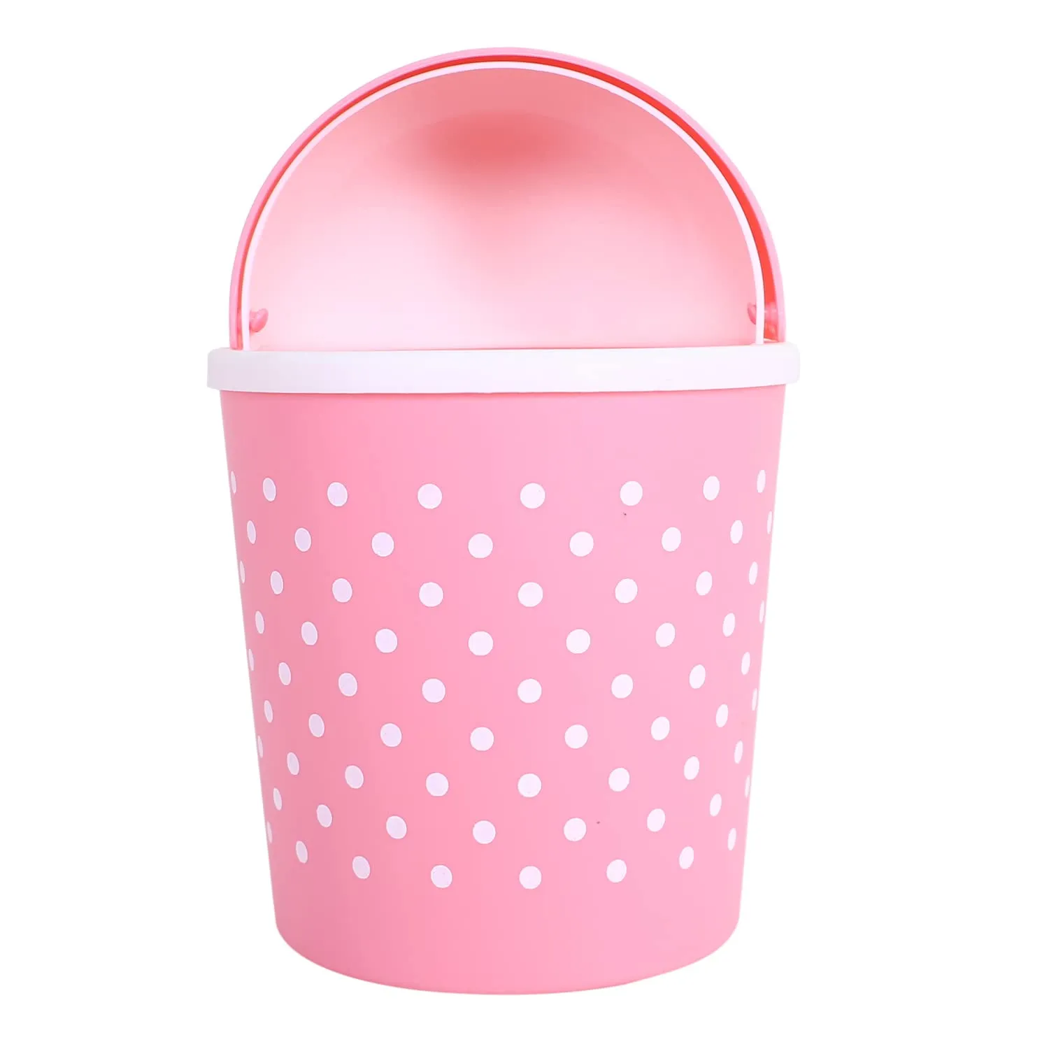 Heart Home Teddy Table Dustbin|Plastic Swinging Lid Waste Storage Garbage Bin|Desktop Trash Can For Study Table, Office|Pack of 3 (Pink)