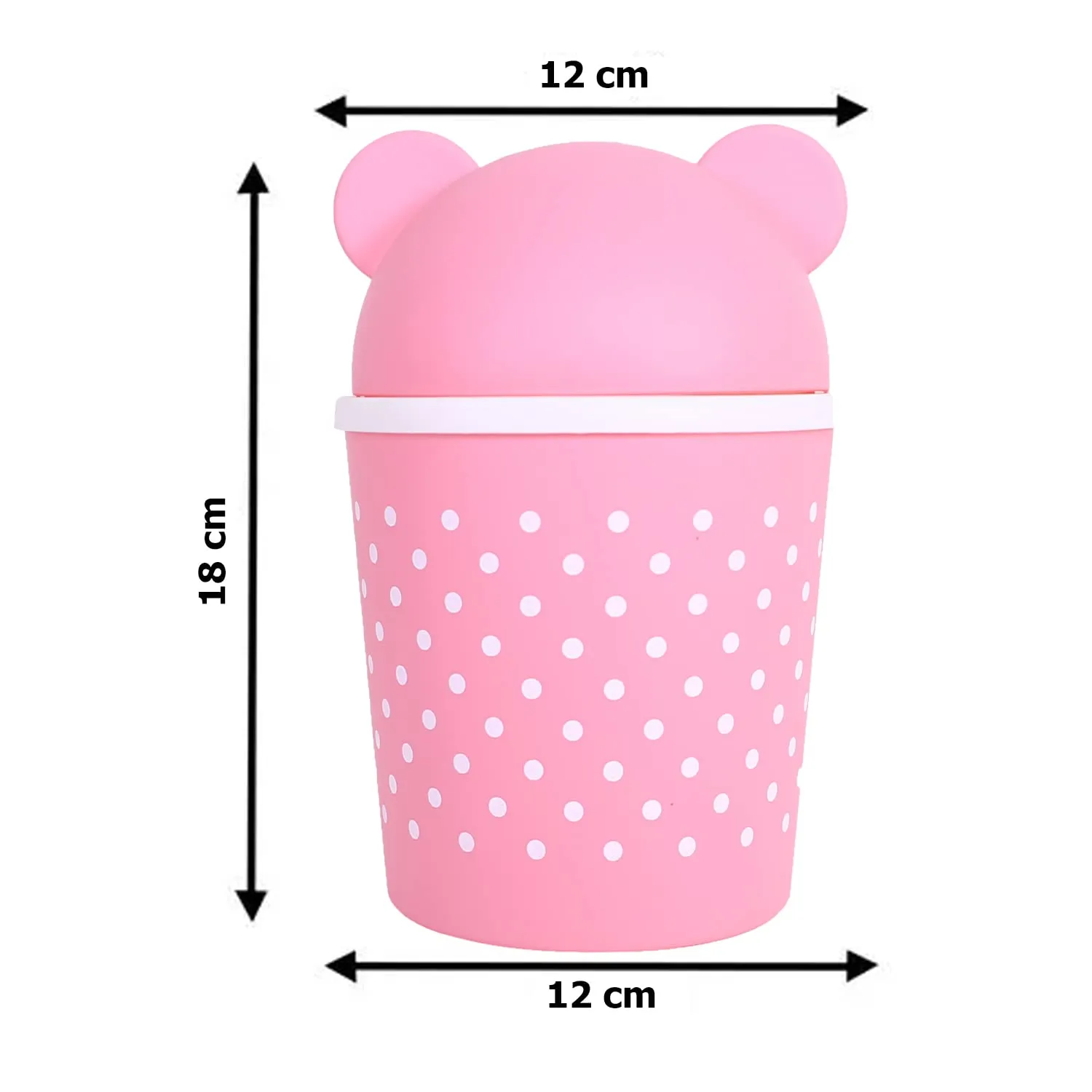 Heart Home Teddy Table Dustbin|Plastic Swinging Lid Waste Storage Garbage Bin|Desktop Trash Can For Study Table, Office|Pack of 3 (Pink)