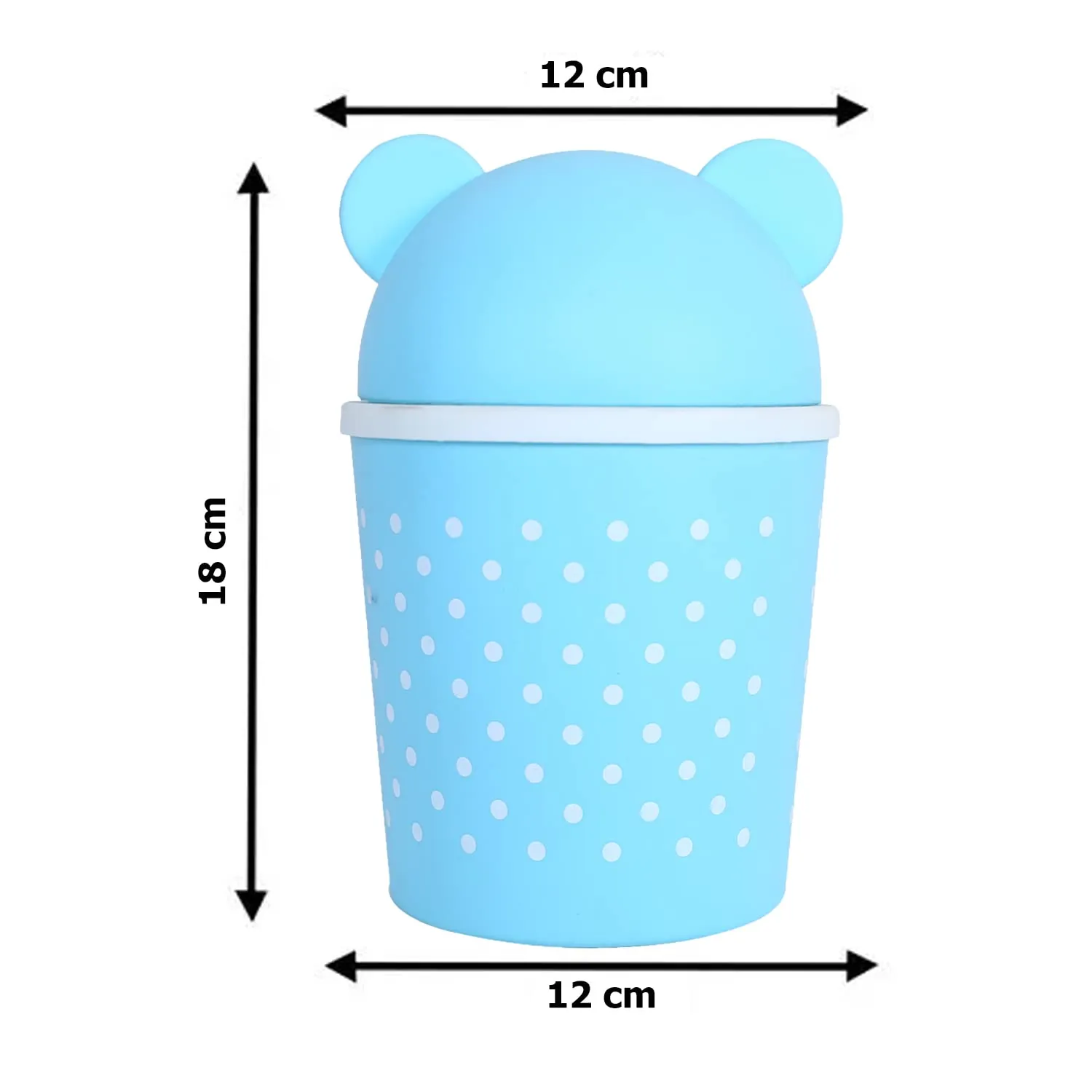 Heart Home Teddy Table Dustbin|Plastic Swinging Lid Waste Storage Garbage Bin|Desktop Trash Can For Study Table, Office(Sky Blue)