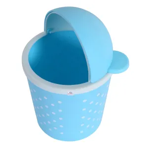 Heart Home Teddy Table Dustbin|Plastic Swinging Lid Waste Storage Garbage Bin|Desktop Trash Can For Study Table, Office(Sky Blue)