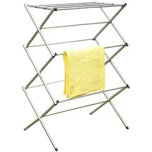 Home Basics 3 Tier Rust-Proof Enamel Coated Steel Collapsible Clothes Drying Rack, Grey