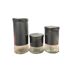 Home Puff Aluminium Glass Canister 3pc Set