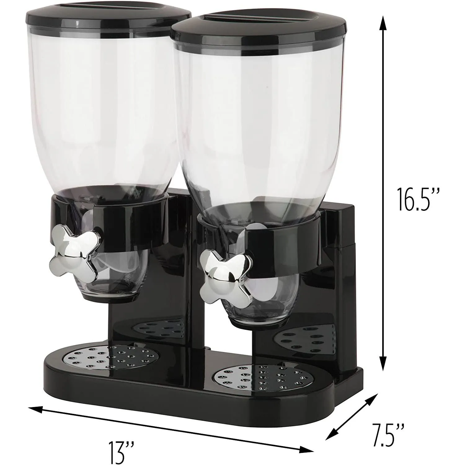 Honey-Can-Do Double Cereal Dispenser with Dual Portion Control, Black-Chrome