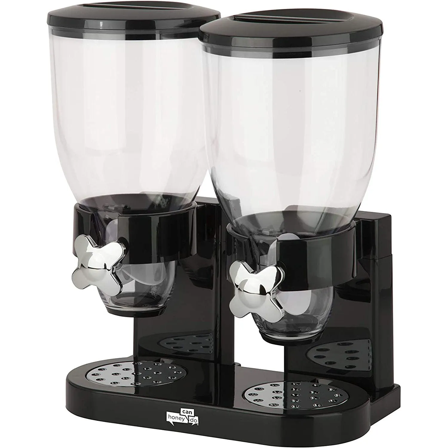 Honey-Can-Do Double Cereal Dispenser with Dual Portion Control, Black-Chrome